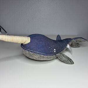 Anthropologie Narwhal Plush Whale Blue 12” Stuffed Animal 2018